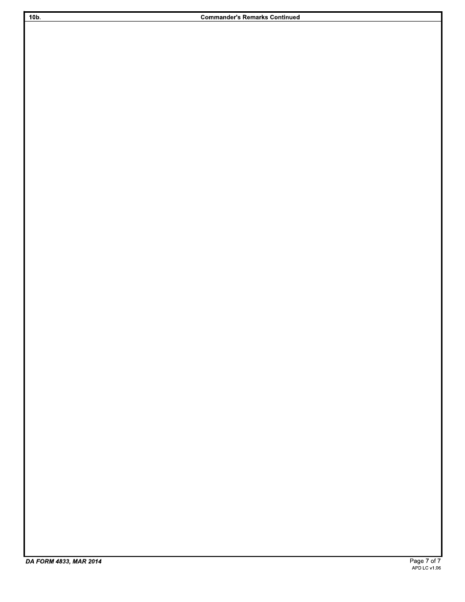 DA Form 4833 Commanders Report of Disciplinary or Administrative Action, Page 7