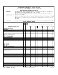 DA Form 4886 Issue-In-kind - Personal Clothing Record