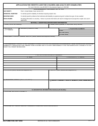 DA Form 5189 Application for Respite Care for Children and Adults With Disabilities