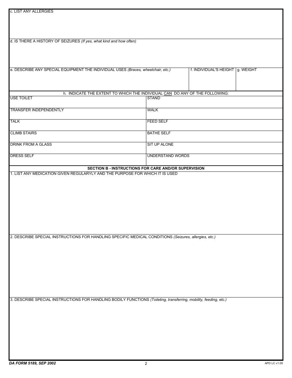 DA Form 5189 - Fill Out, Sign Online and Download Fillable PDF ...