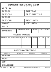 Document preview: DA Form 5212 Gunner's Reference Card