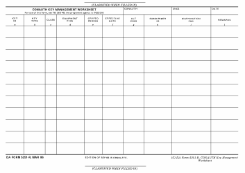 Document preview: DA Form 5251-R Conauth Key Management Worksheet