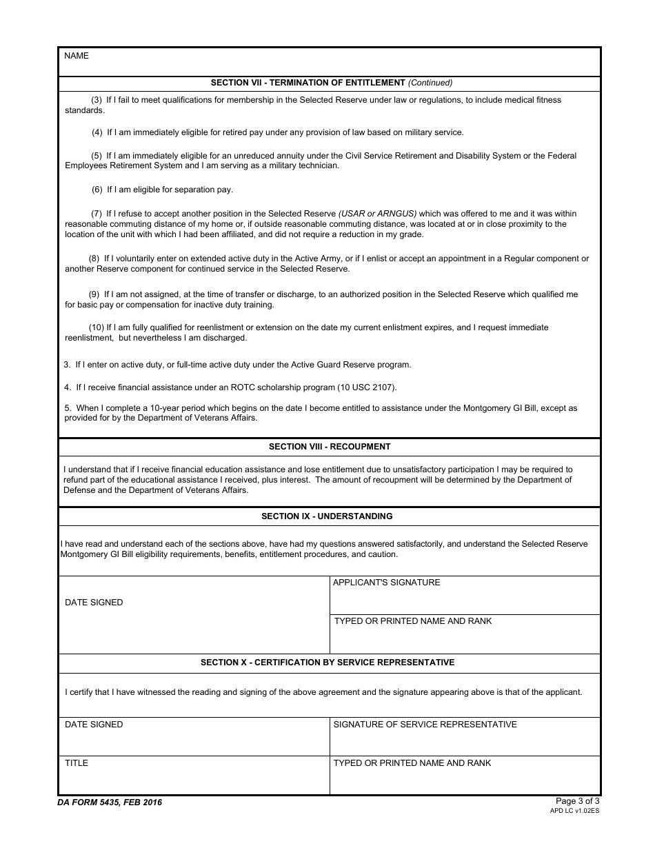 DA Form 5435 Download Fillable PDF or Fill Online Statement of ...