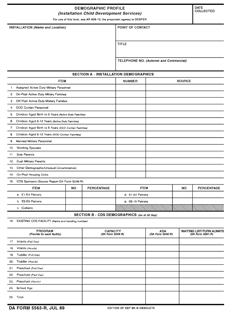DA Form 5563-R Demographic Profile, Page 1