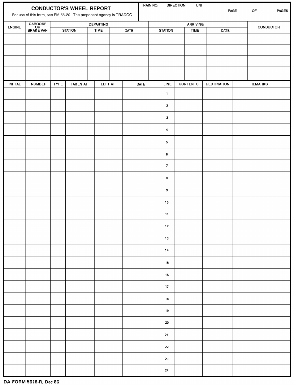 DA Form 5618-R Conductors Wheel Report, Page 1