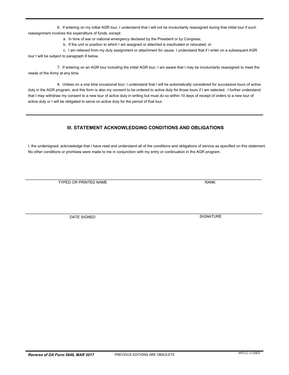 DA Form 5646 - Fill Out, Sign Online and Download Printable PDF ...