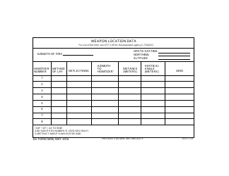 Document preview: DA Form 5698 Weapons Location Data