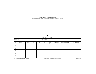 Document preview: DA Form 5699 Howitzer Range Card