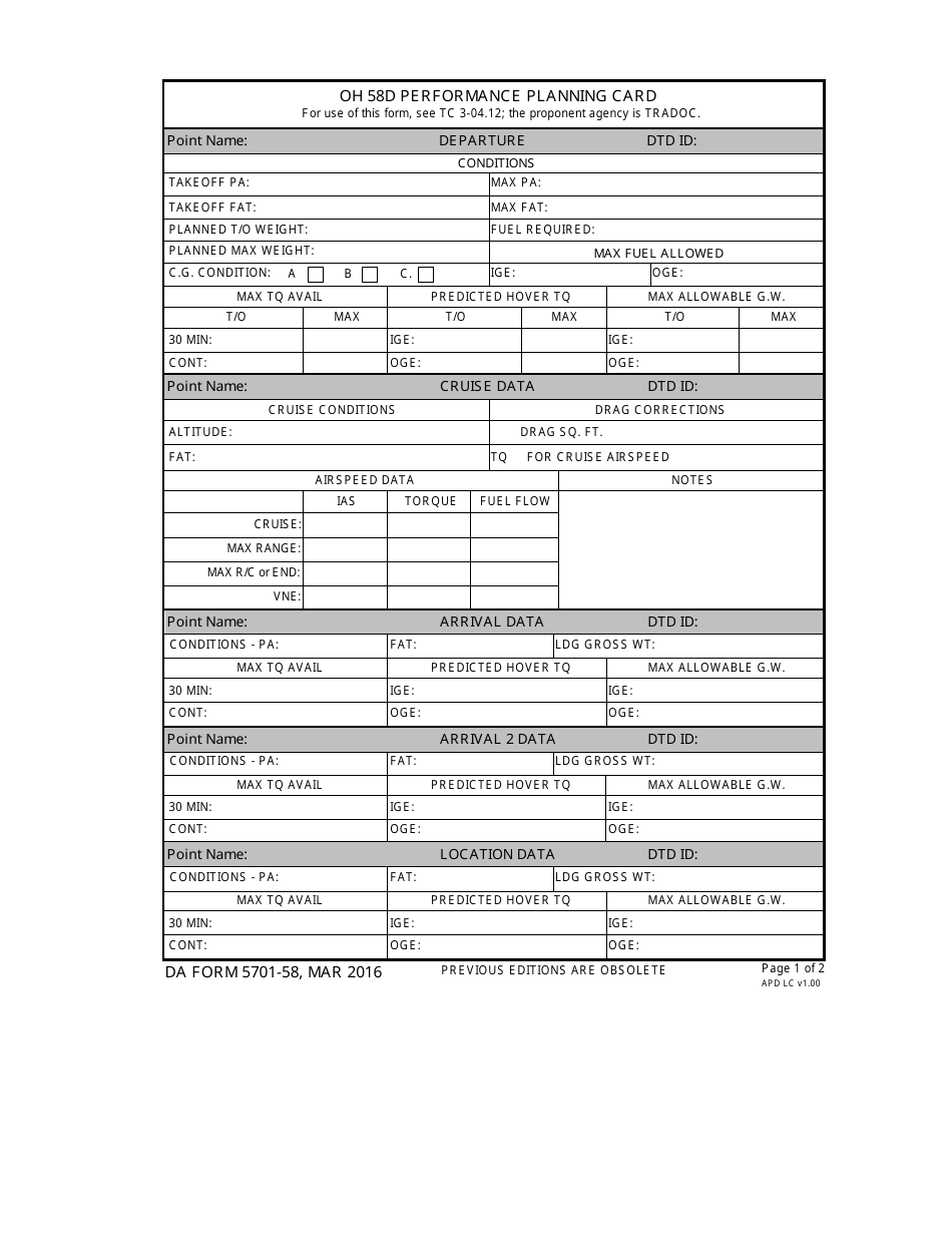 DA Form 5701-58 Oh 58d Performance Planning Card, Page 1
