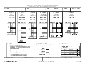 Document preview: DA Form 5704 Alternate Pistol Qualification Course Scorecard