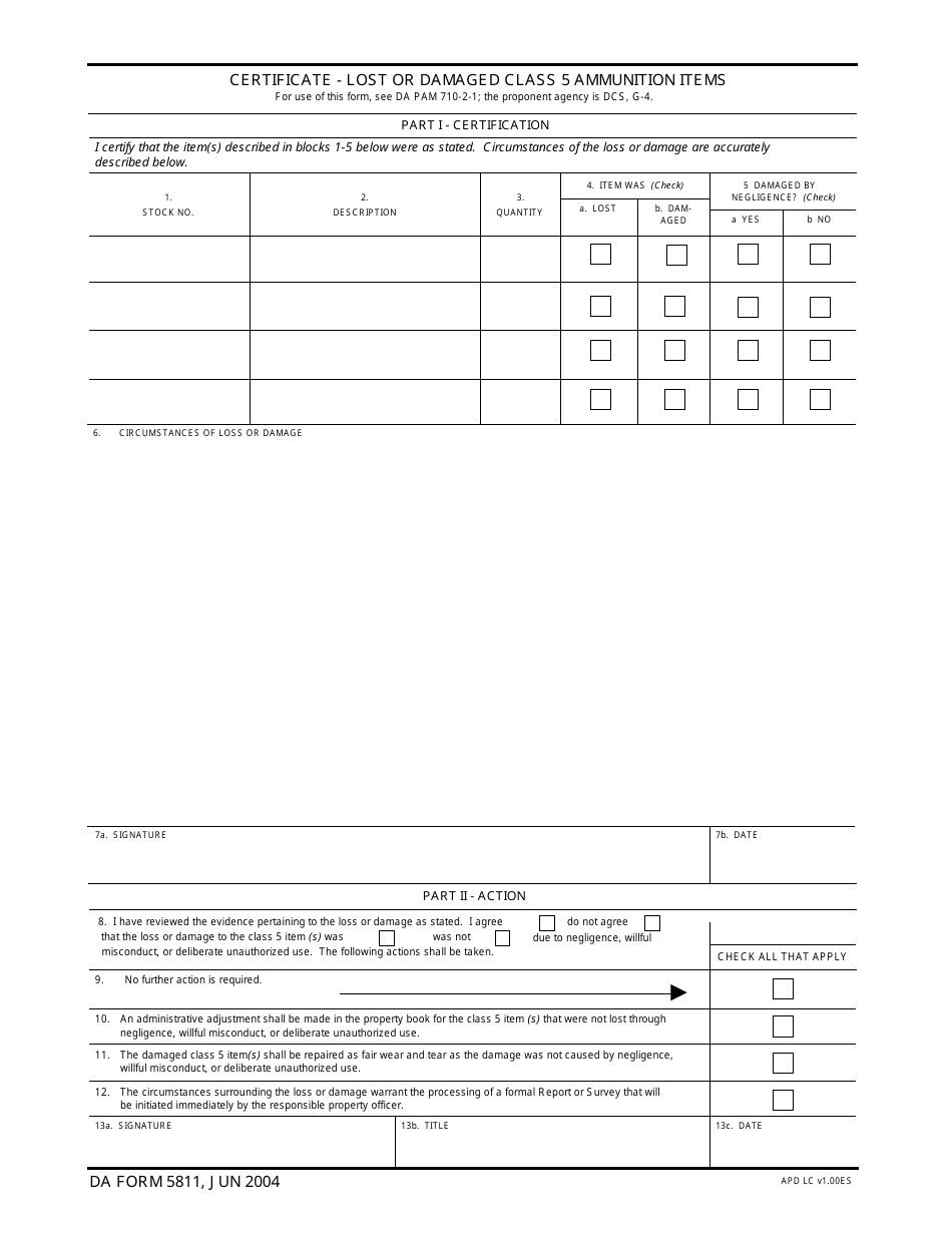 DA Form 5811 Fill Out, Sign Online and Download Fillable PDF