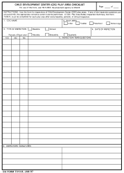 Document preview: DA Form 7310-R Child Development (CDC) Play Area Checklist Form