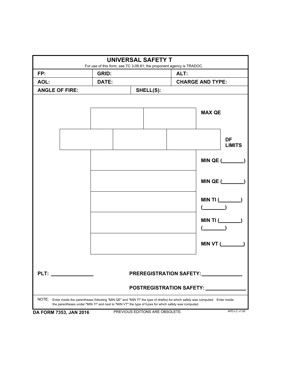 DA Form 7353 Universal Safety T, Page 1