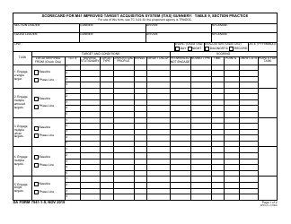 Document preview: DA Form 7541-1-9 Scorecard for M41 Improved Target Acquisition System (Itas) Gunnery: Table 9, Section Practice