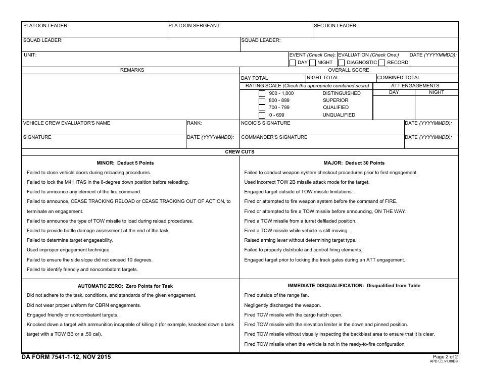DA Form 7541-1-12 - Fill Out, Sign Online and Download Fillable PDF ...