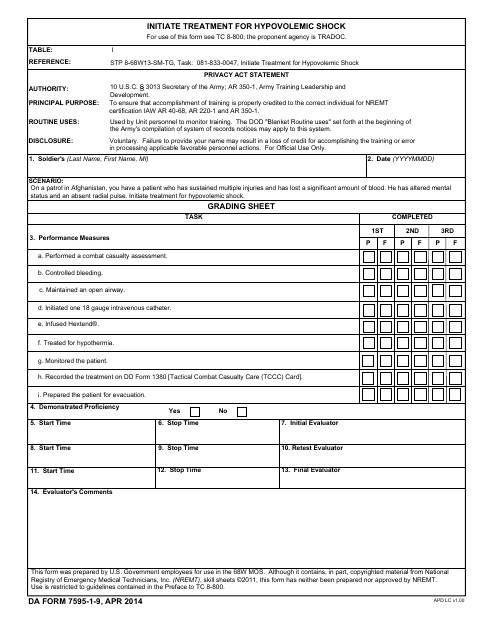 TRADOC Form 7595-1-9  Printable Pdf