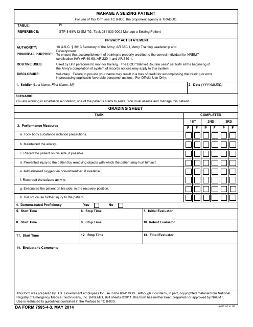DA Form 7595-4-3  Printable Pdf