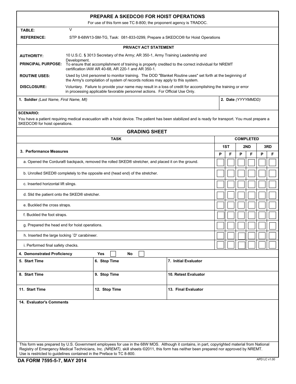 TRADOC Form 7595-5-7 - Fill Out, Sign Online and Download Fillable PDF ...