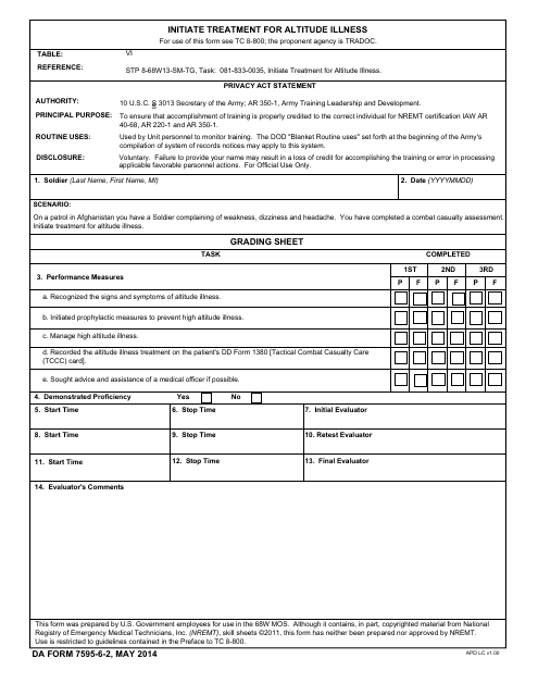 DA Form 7595-6-2  Printable Pdf