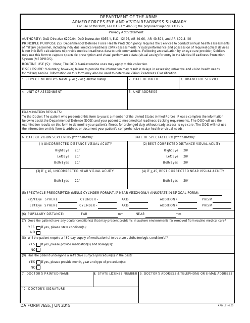 DA Form 7655  Printable Pdf