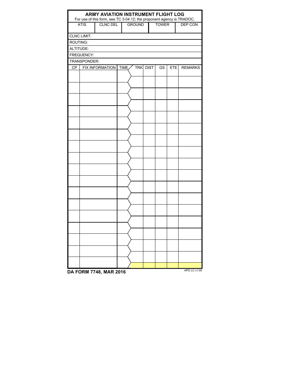 Army Aviation Instrument Flight Log Fill Out And Sign Printable Pdf