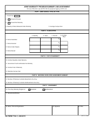 DA Form 7744-1 Army Warranty Program Summary and Assessment
