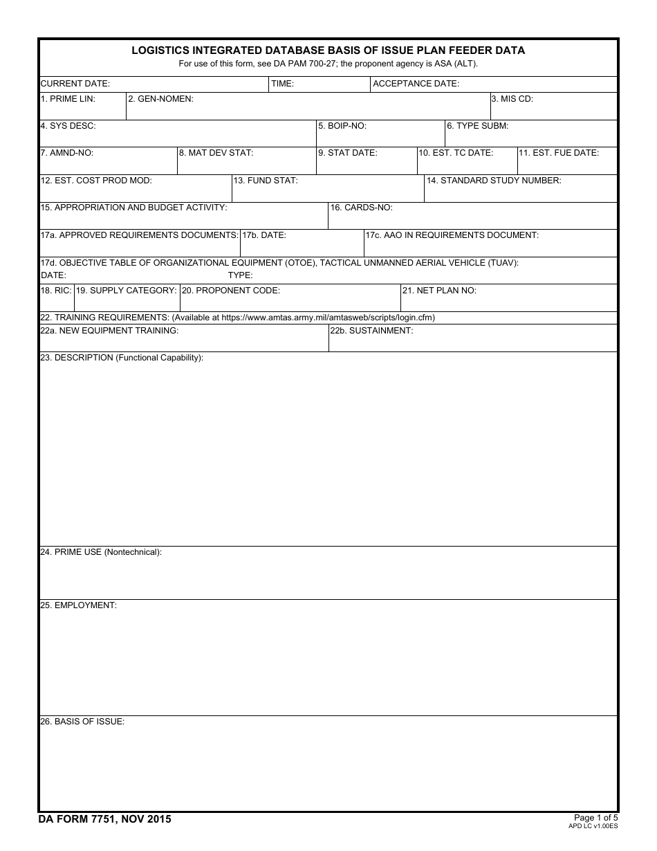 DA Form 7751 - Fill Out, Sign Online and Download Fillable PDF ...