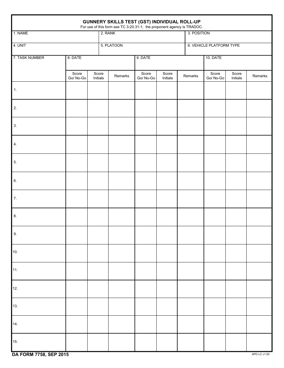 DA Form 7758 - Fill Out, Sign Online and Download Fillable PDF ...