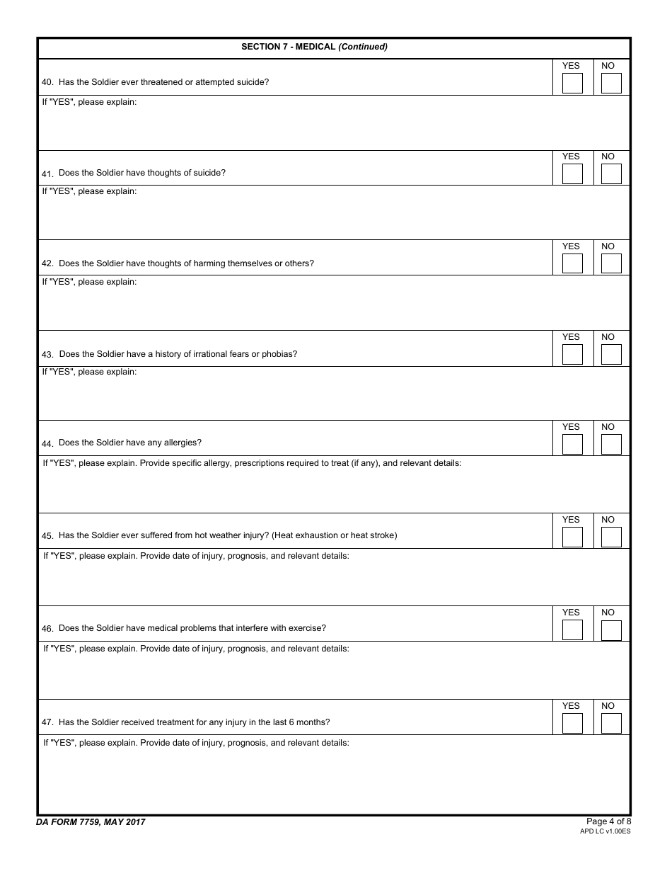 DA Form 7759 United States Army Explosive Ordnance Disposal (Eod) Interview Checklist, Page 4