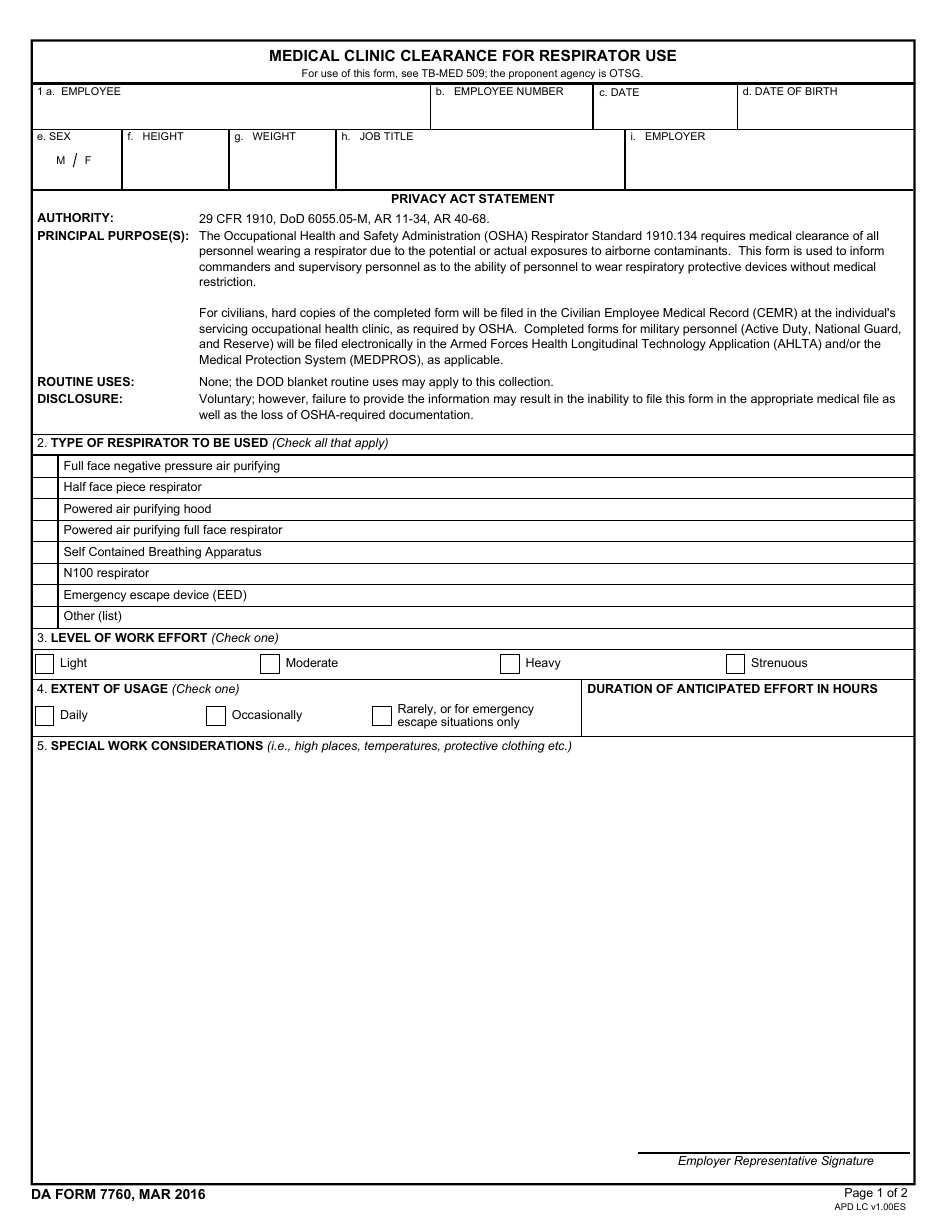 DA Form 7760 - Fill Out, Sign Online and Download Fillable PDF | Templateroller