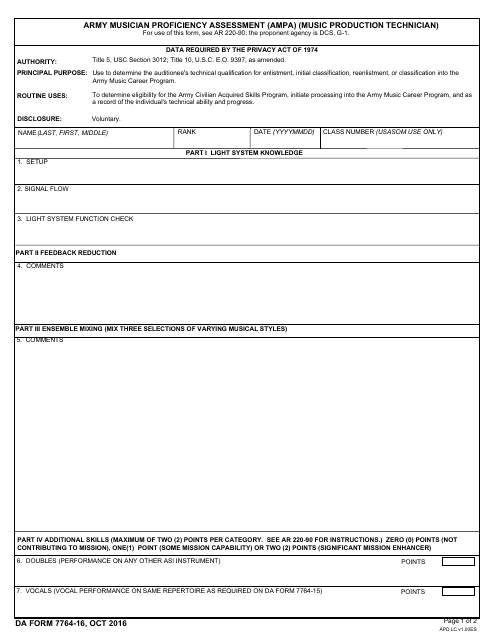 DA Form 7764-16  Printable Pdf