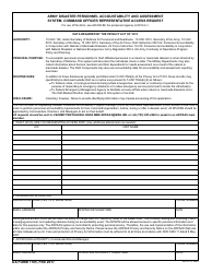 Document preview: DA Form 7765 Army Disaster Personnel Accountability Assessment System, Command Officer Representative Access Request