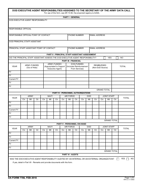 DA Form 7786  Printable Pdf