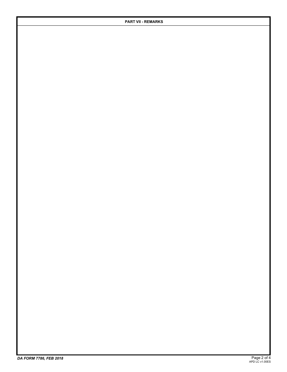 DA Form 7786 DoD Executive Agent Responsibilities Assigned to the Secretary of the Army Data Call, Page 2