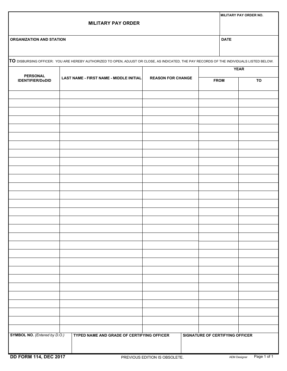 DD Form 114 - Fill Out, Sign Online and Download Fillable PDF ...