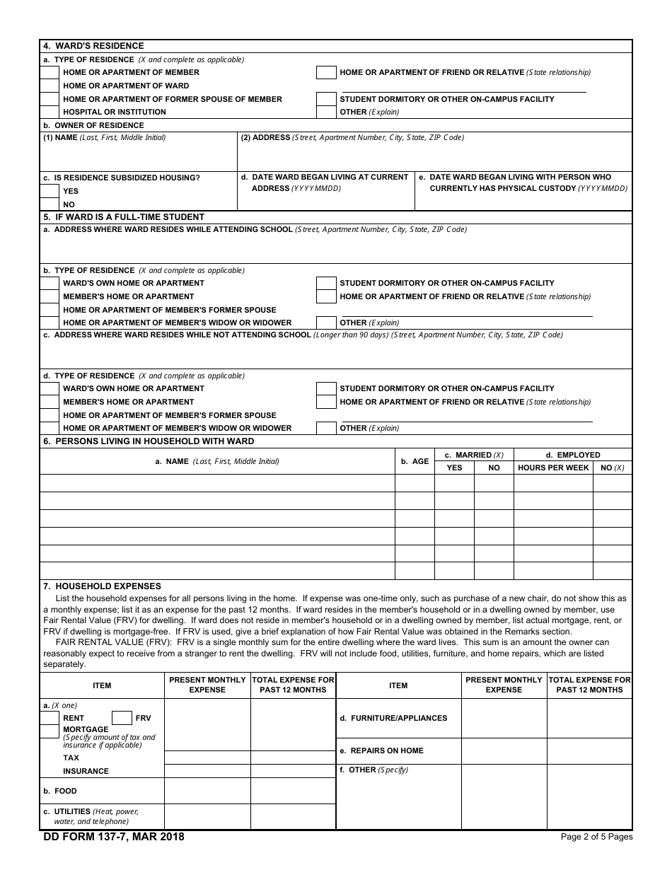 DD Form 137-7 - Fill Out, Sign Online and Download Fillable PDF ...