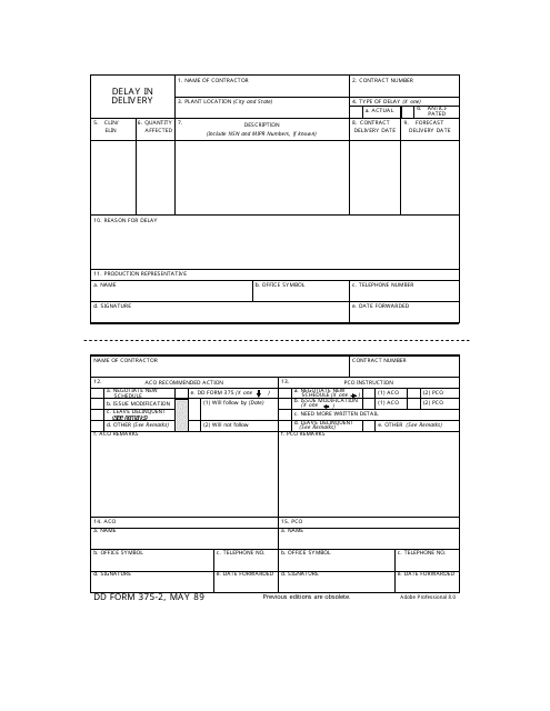 DD Form 375-2  Printable Pdf