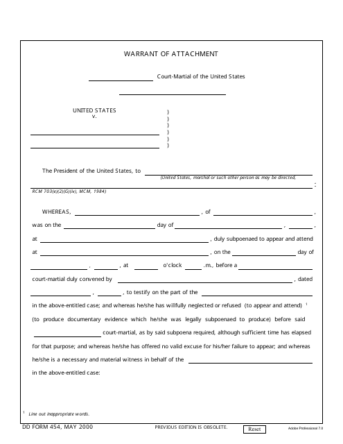 DD Form 454  Printable Pdf