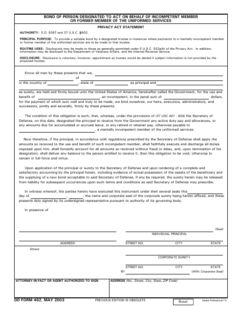 DD Form 462  Printable Pdf