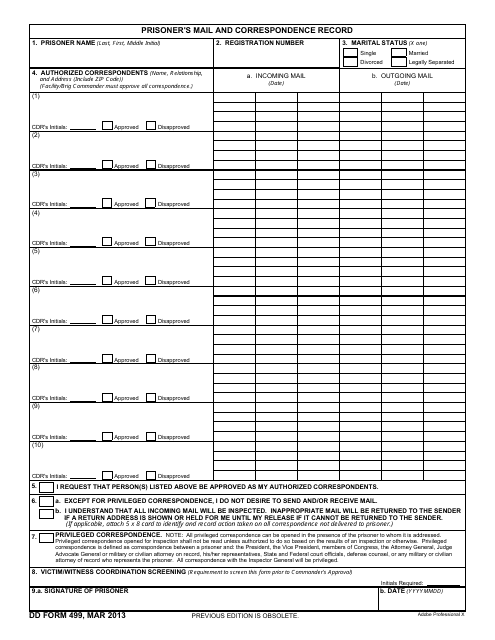DD Form 499 Fill Out Sign Online And Download Fillable PDF