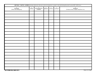 DD Form 506 Daily Strength Record of Prisoners, Page 2