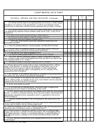 DD Form 494 Court-Martial Data Sheet, Page 2
