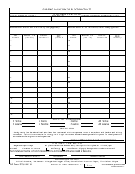 DD Form 573 Shipping Inventory of Blood Products