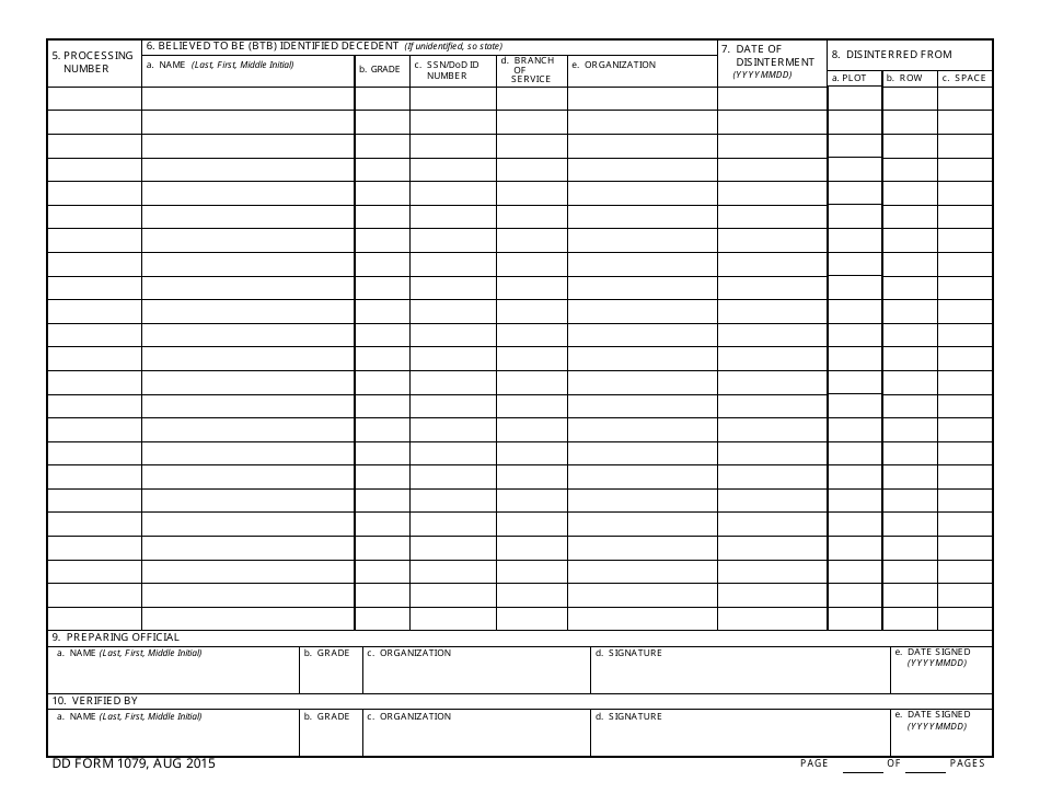 DD Form 1079 - Fill Out, Sign Online and Download Fillable PDF ...