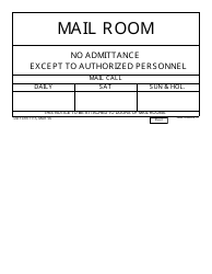 Document preview: DD Form 1115 Mail Room Sign