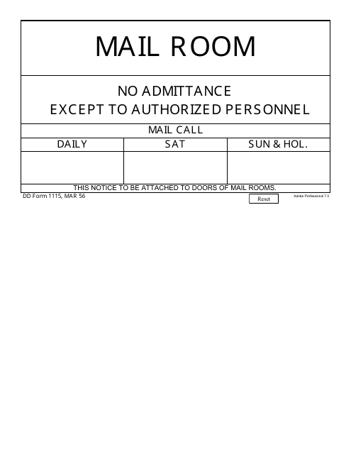 DD Form 1115  Printable Pdf