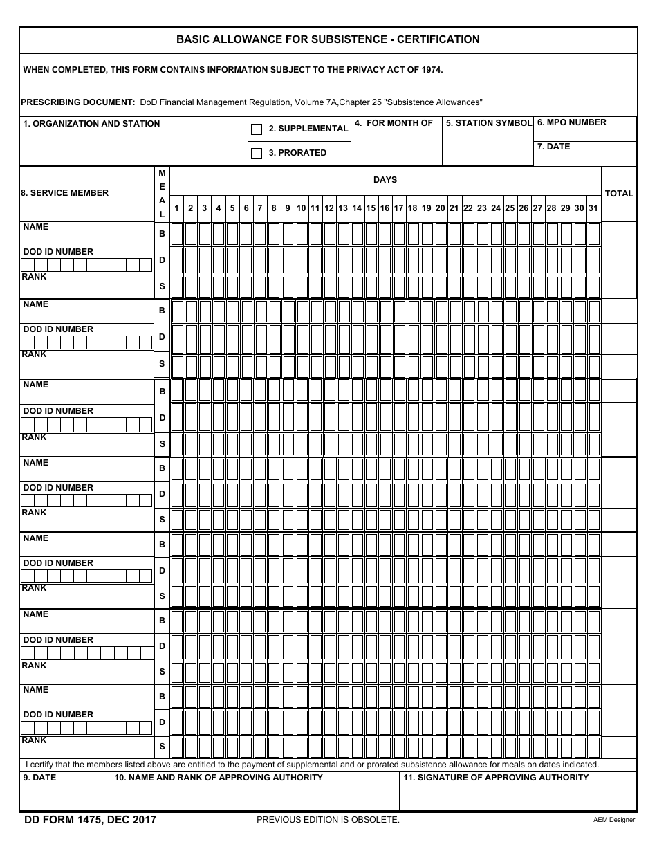 Usmc Meal Card Template