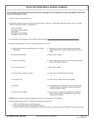 Document preview: DD Form 1502N Notice for Frozen Medical Materiel Shipments