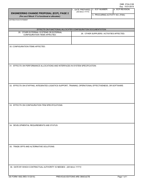 DD Form 1692/2 Engineering Change Proposal (Ecp), Page 2