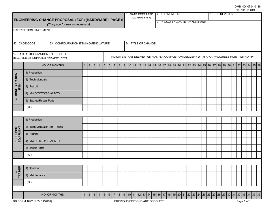 DD Form 1692 / 6 Engineering Change Proposal (Ecp) (Hardware), Page 6, Page 1